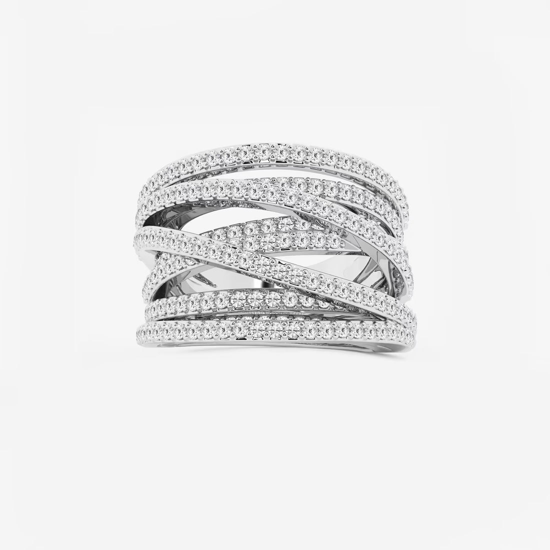 Aurexis Round Lab-Grown Diamond Abstract Crossover Wide Band