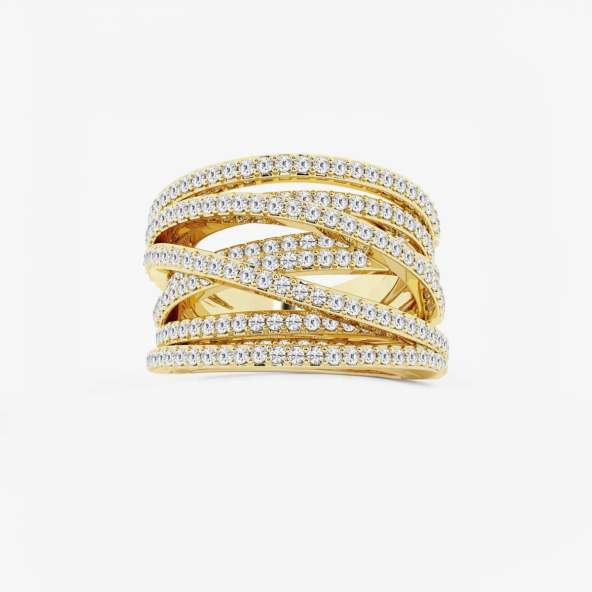 Aurexis Round Lab-Grown Diamond Abstract Crossover Wide Band