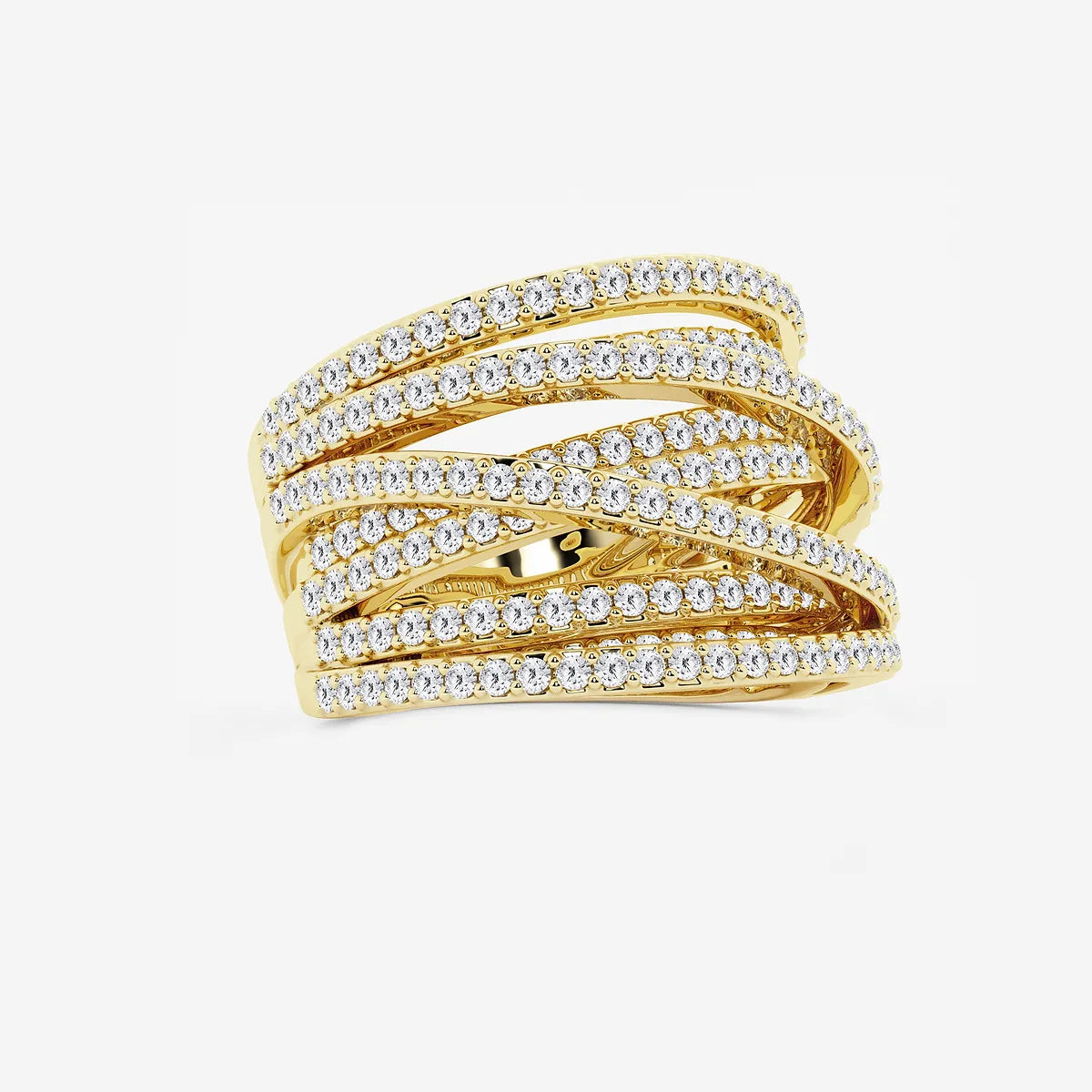 Aurexis Round Lab-Grown Diamond Abstract Crossover Wide Band