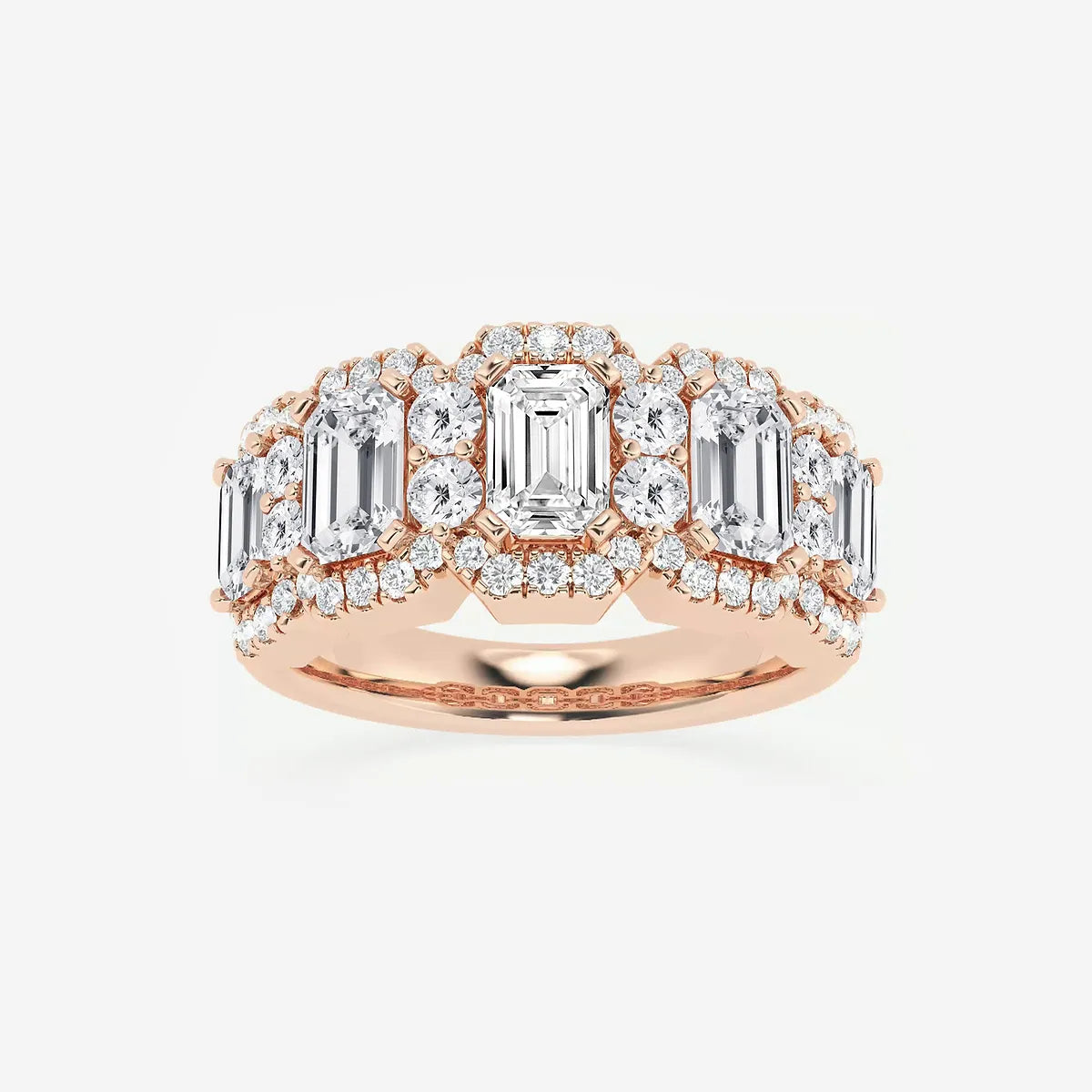 Grandéa Emerald & Round Lab-Grown Diamond Statement Band