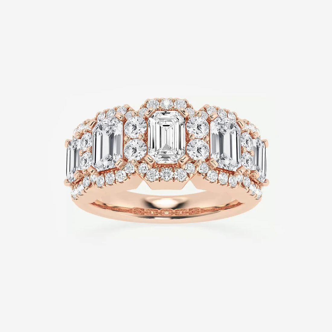 Grandéa Emerald & Round Lab-Grown Diamond Statement Band