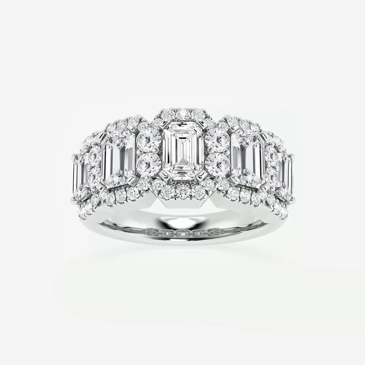 Grandéa Emerald & Round Lab-Grown Diamond Statement Band