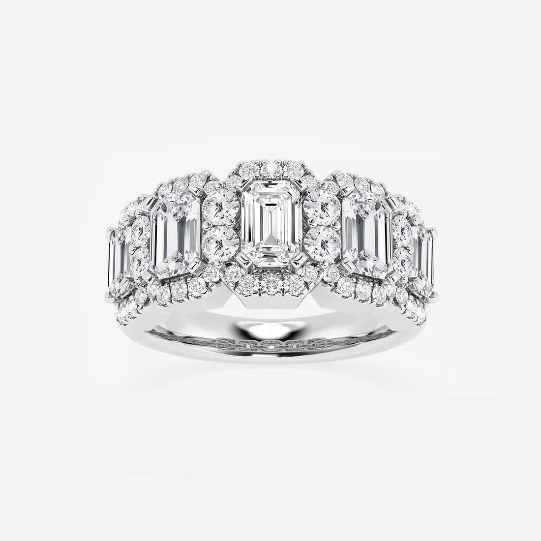 Grandéa Emerald & Round Lab-Grown Diamond Statement Band