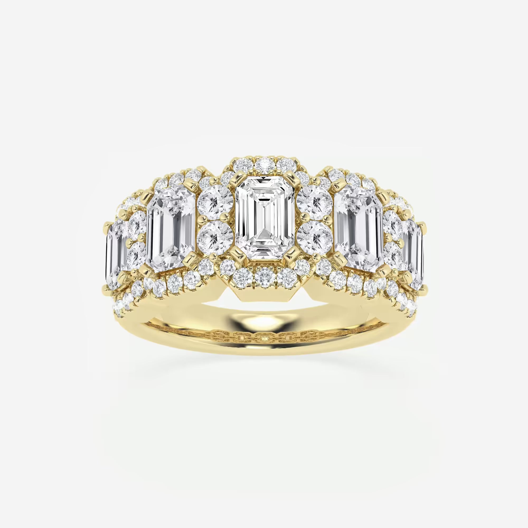Grandéa Emerald & Round Lab-Grown Diamond Statement Band