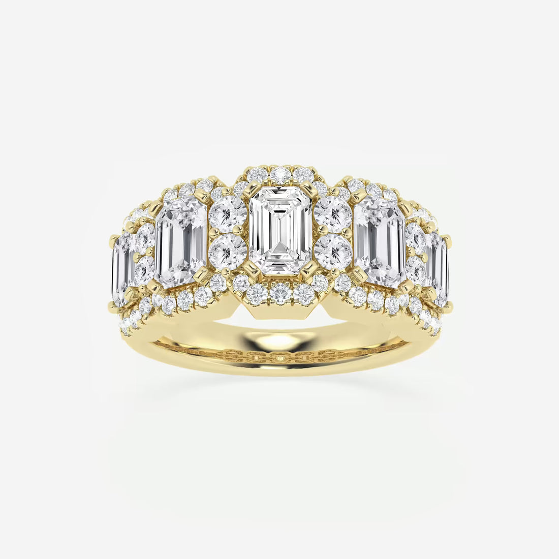 Grandéa Emerald & Round Lab-Grown Diamond Statement Band