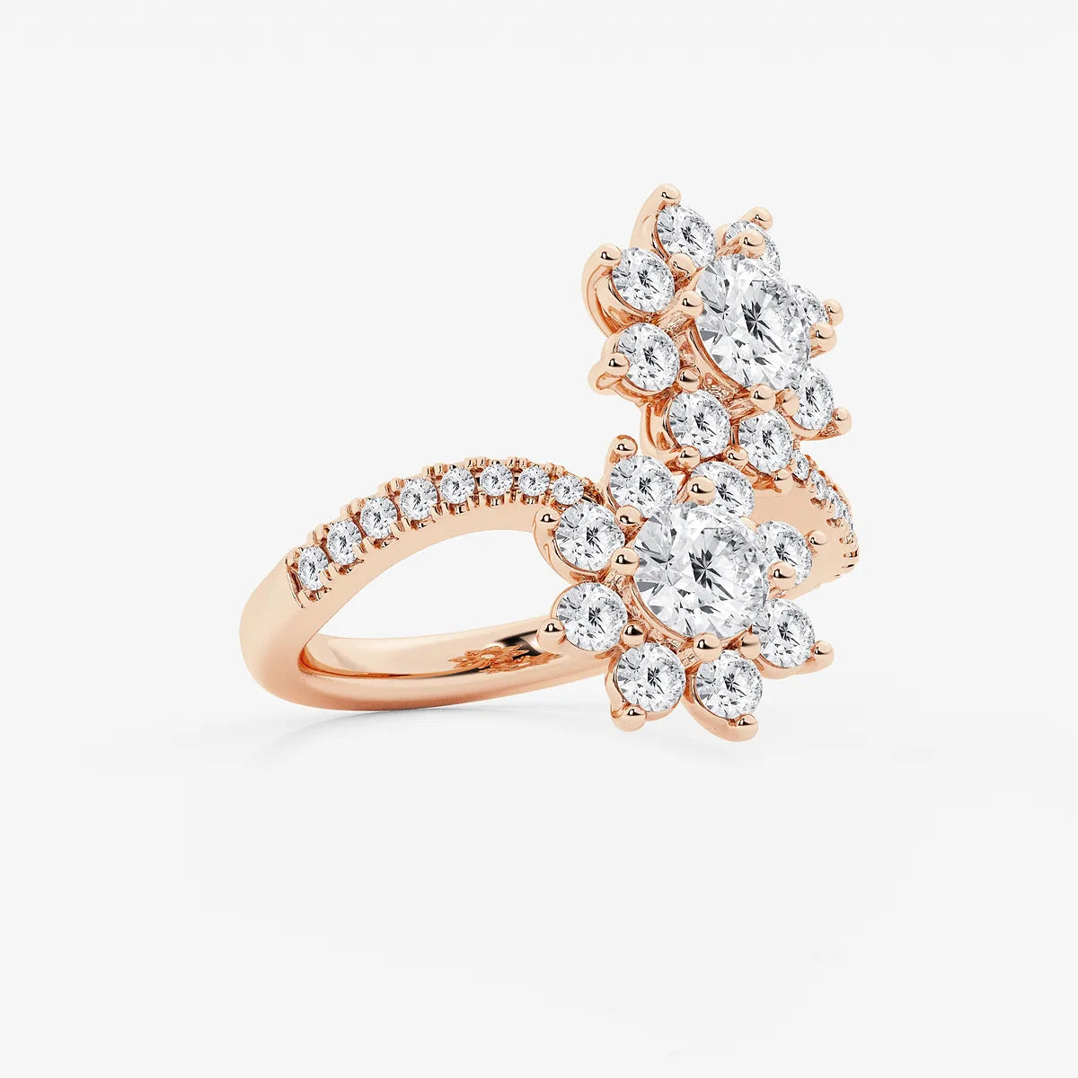 Soléara Round Lab-Grown Diamond Sunflower Bypass Ring
