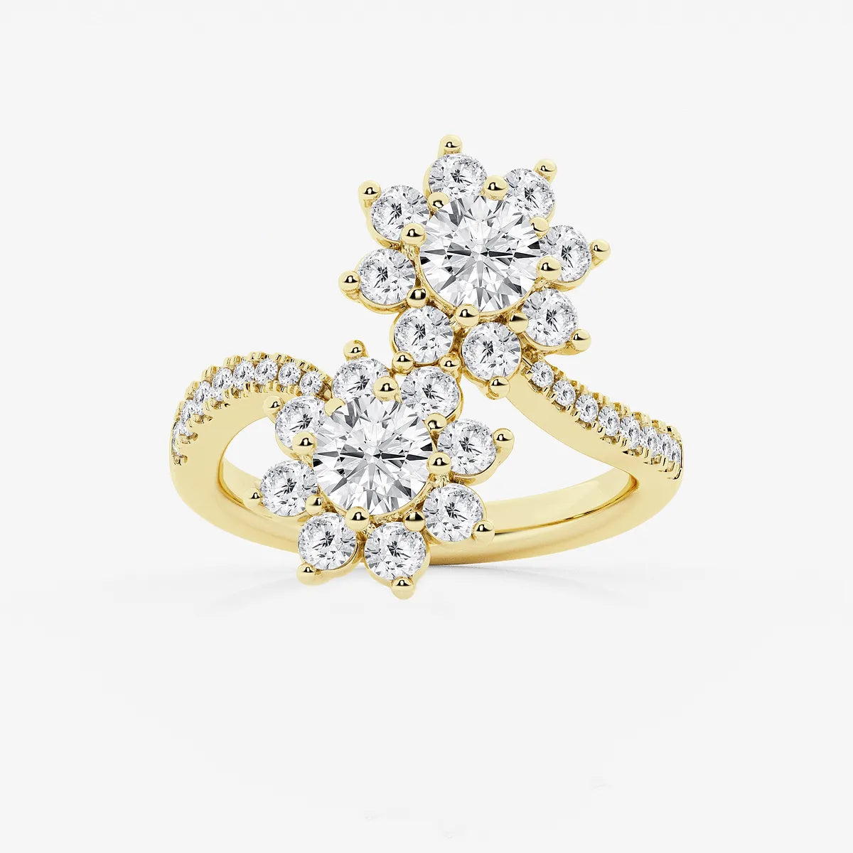 Soléara Round Lab-Grown Diamond Sunflower Bypass Ring