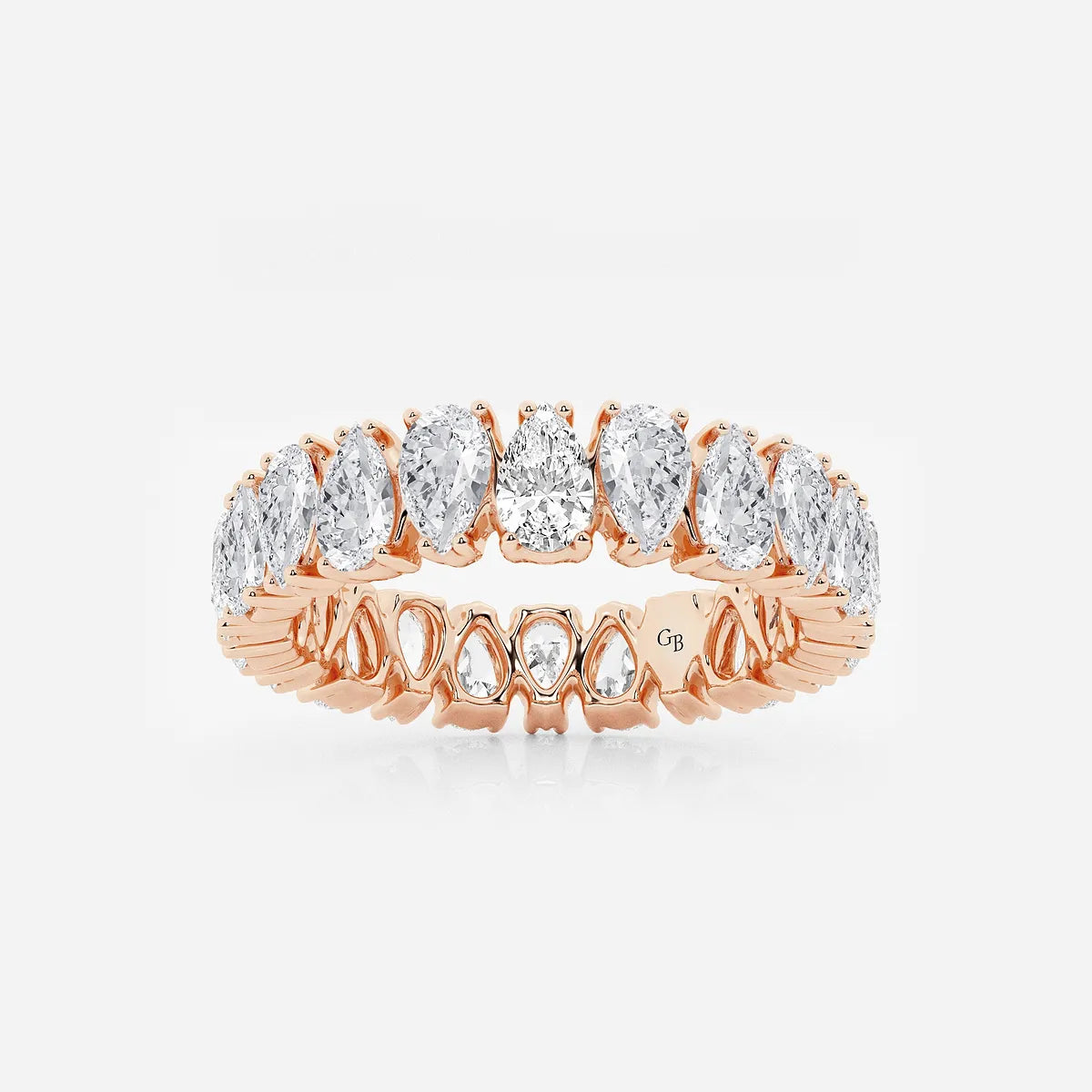 Vintage Inspired Alternating Pear Lab Grown Diamond Eternity Band in Solid Gold
