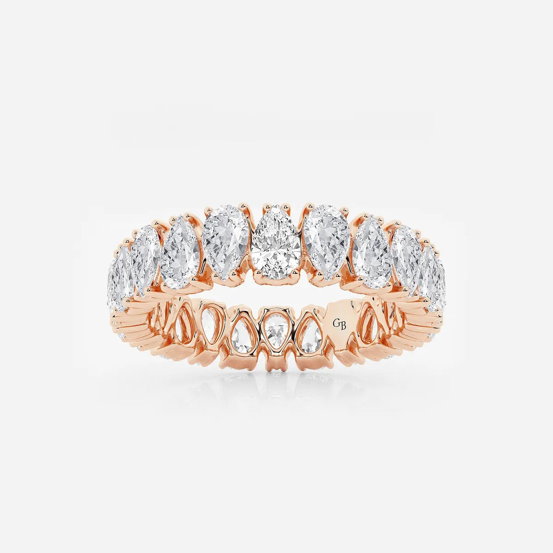Vintage Inspired Alternating Pear Lab Grown Diamond Eternity Band in Solid Gold
