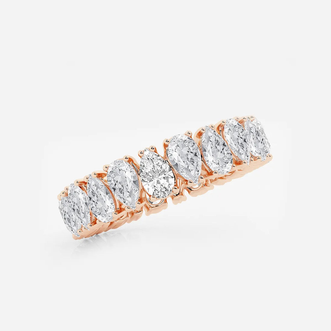 Vintage Inspired Alternating Pear Lab Grown Diamond Eternity Band in Solid Gold