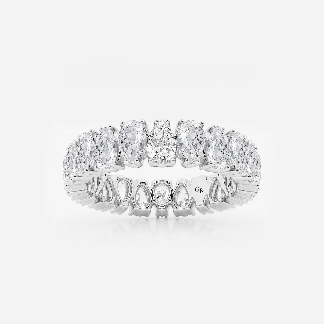 Vintage Inspired Alternating Pear Lab Grown Diamond Eternity Band in Solid Gold