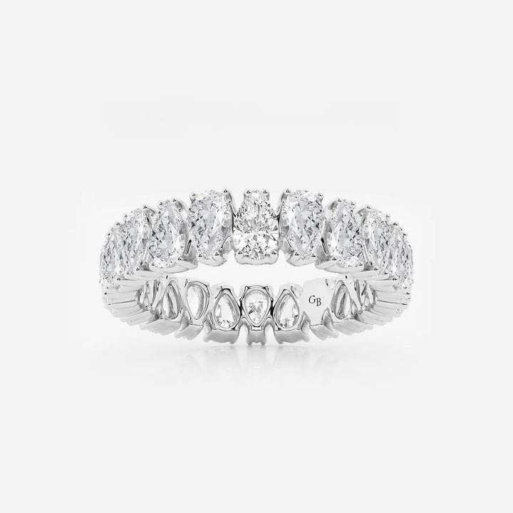 Vintage Inspired Alternating Pear Lab Grown Diamond Eternity Band in Solid Gold