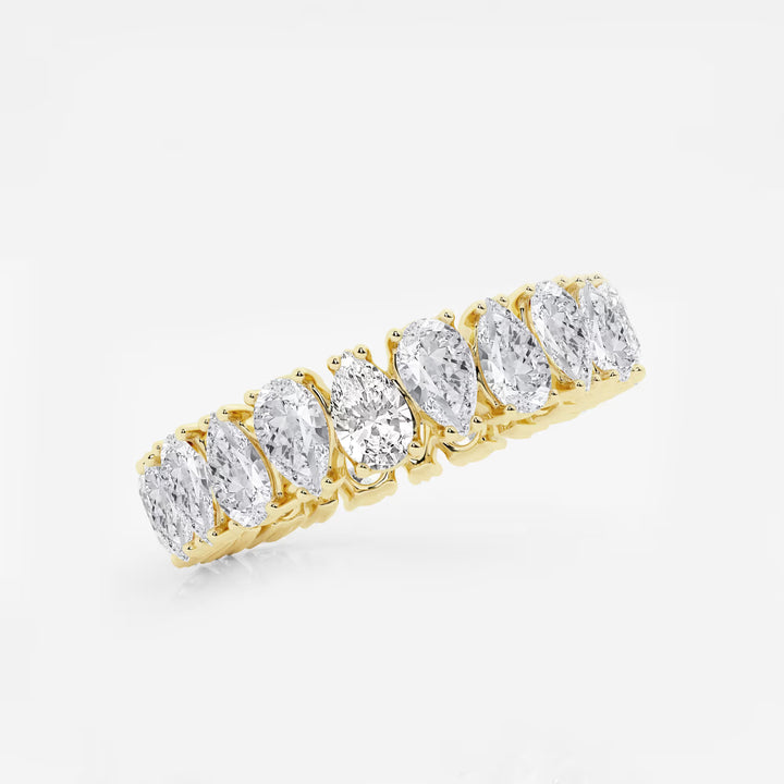 Vintage Inspired Alternating Pear Lab Grown Diamond Eternity Band in Solid Gold