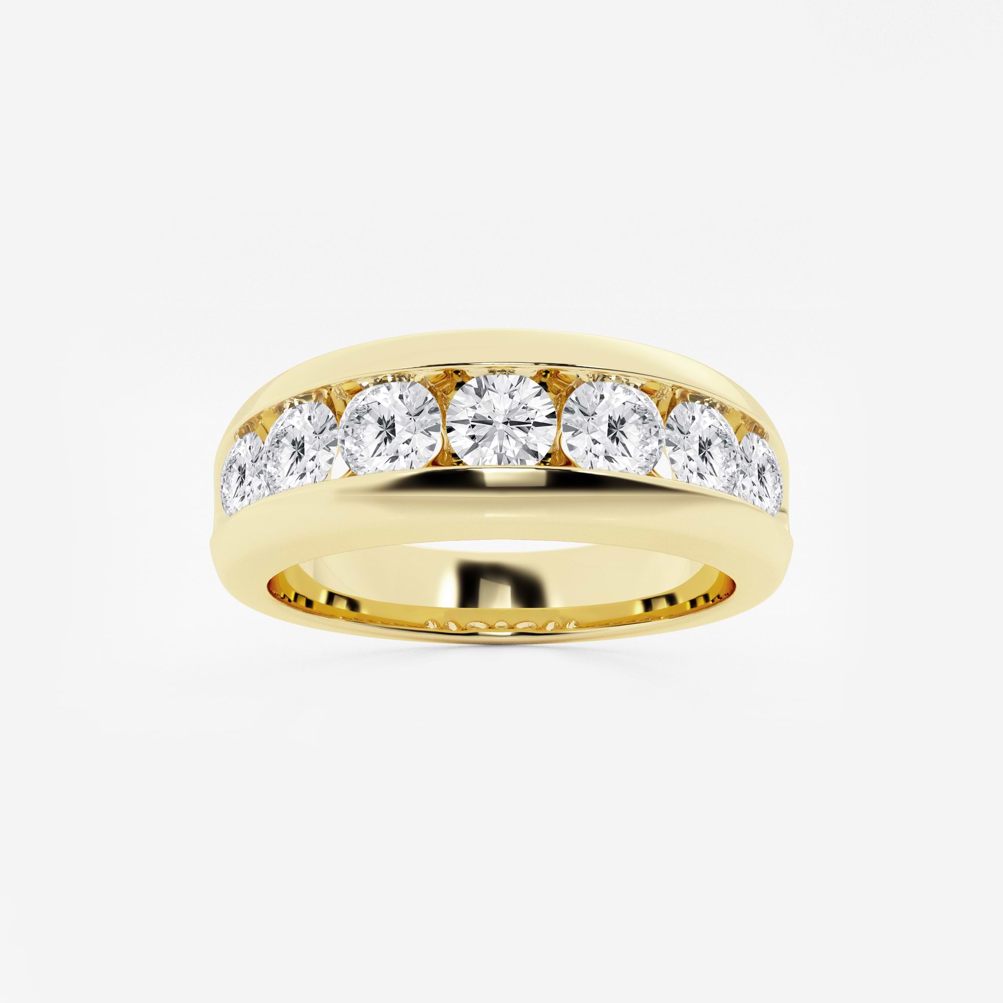 Classic Men’s Round Lab Grown Diamond Channel Set Wedding Band in Solid Gold