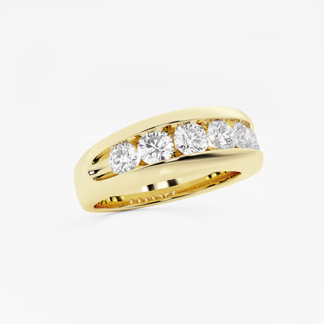Classic Men’s Round Lab Grown Diamond Channel Set Wedding Band in Solid Gold