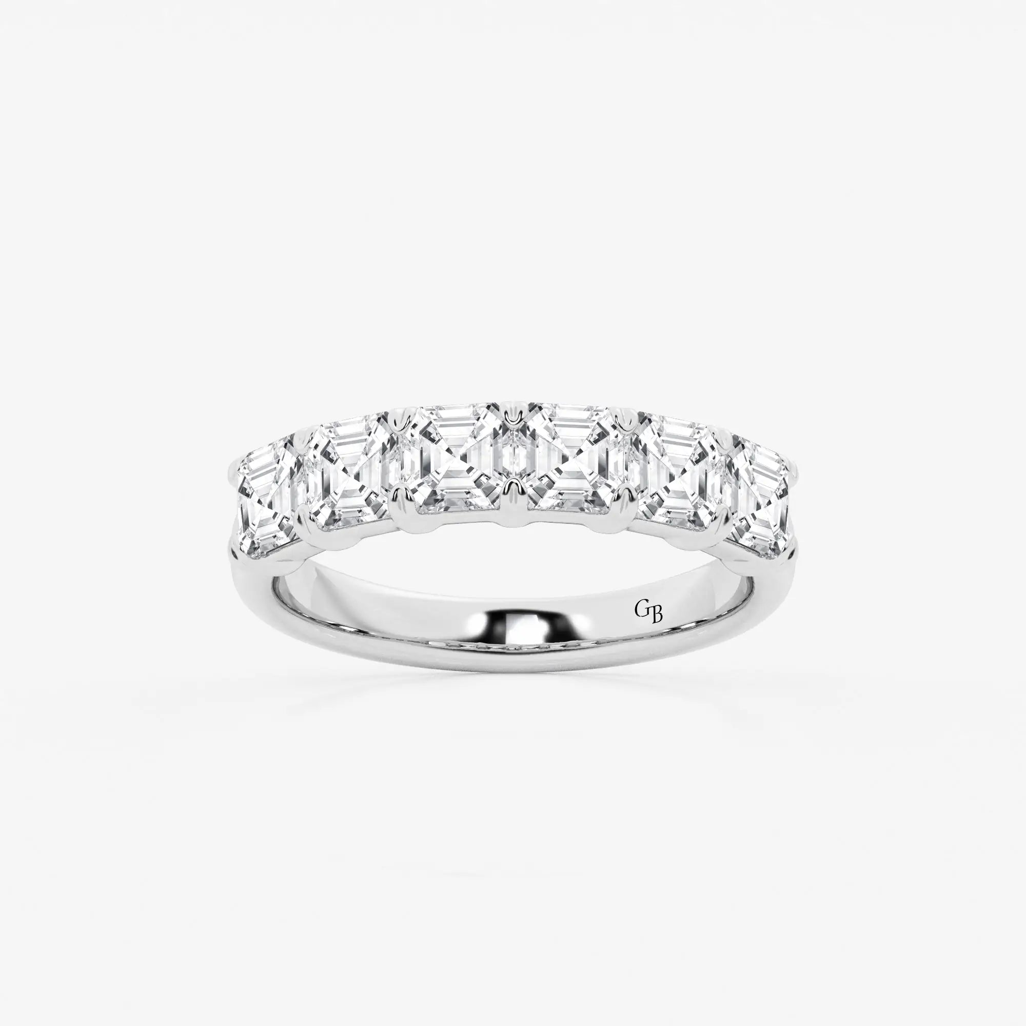 Elegant Asscher Cut Lab Grown Diamond Six Stone Anniversary Band in Solid Gold