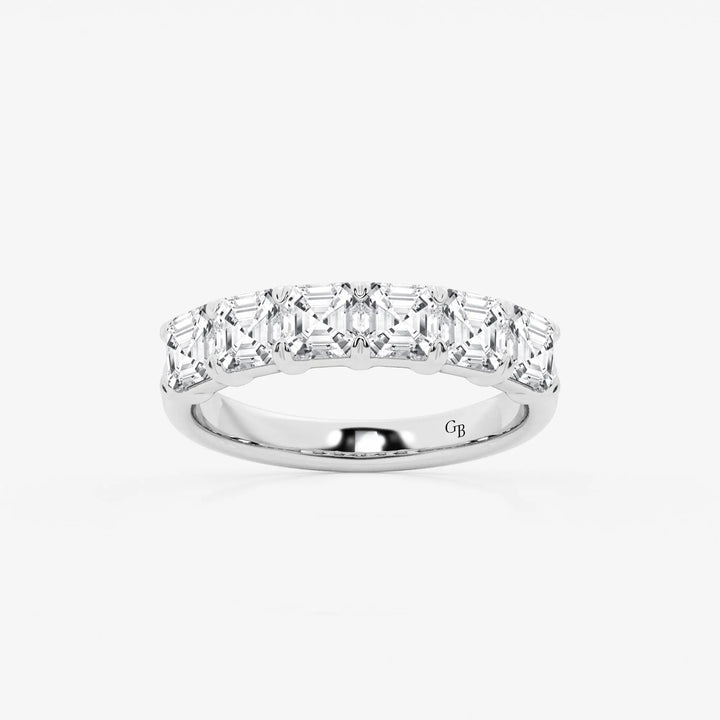 Elegant Asscher Cut Lab Grown Diamond Six Stone Anniversary Band in Solid Gold