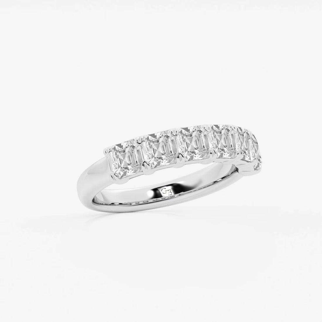 Elegant Asscher Cut Lab Grown Diamond Six Stone Anniversary Band in Solid Gold