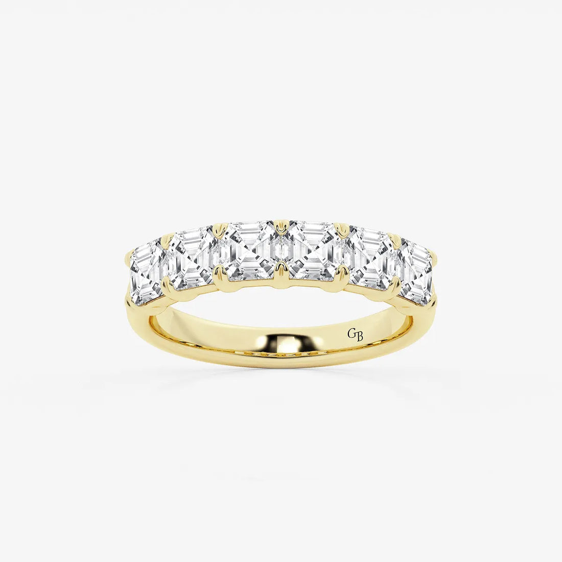 Elegant Asscher Cut Lab Grown Diamond Six Stone Anniversary Band in Solid Gold