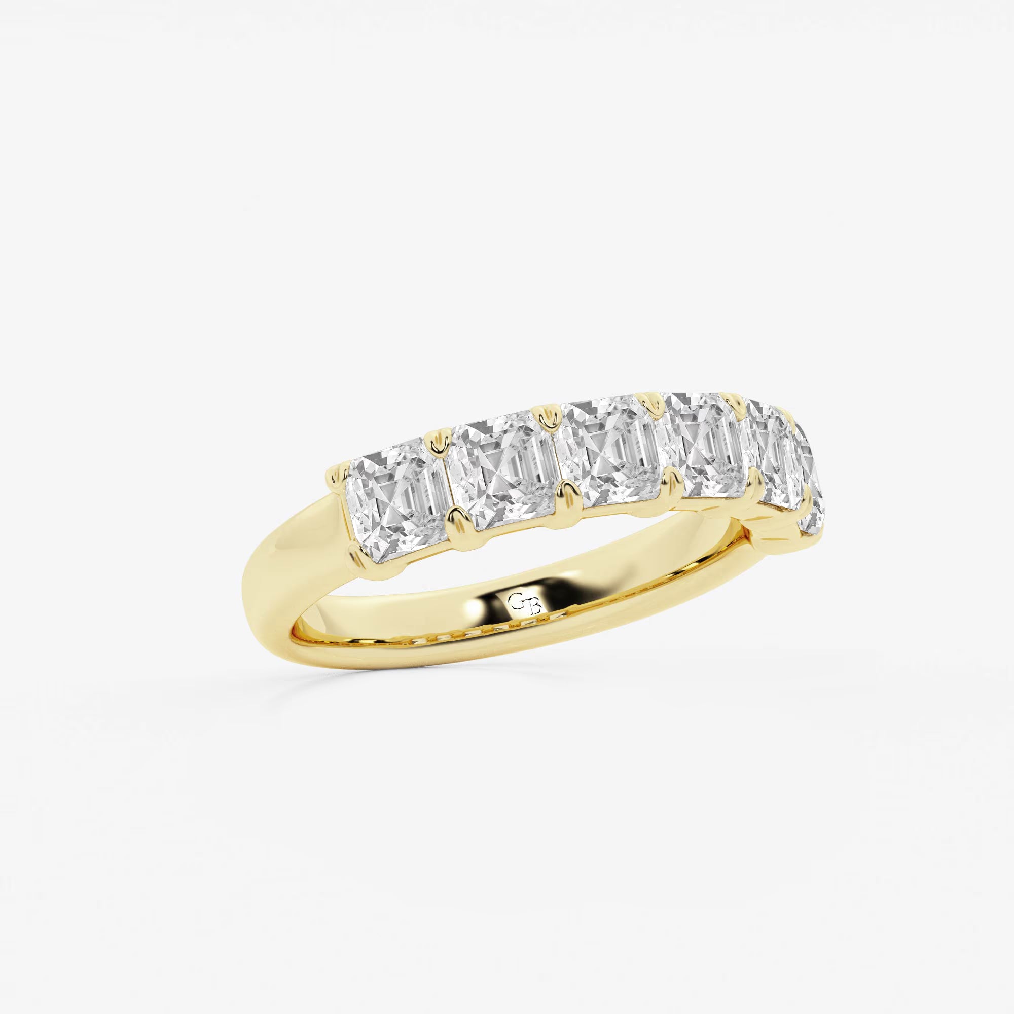 Elegant Asscher Cut Lab Grown Diamond Six Stone Anniversary Band in Solid Gold