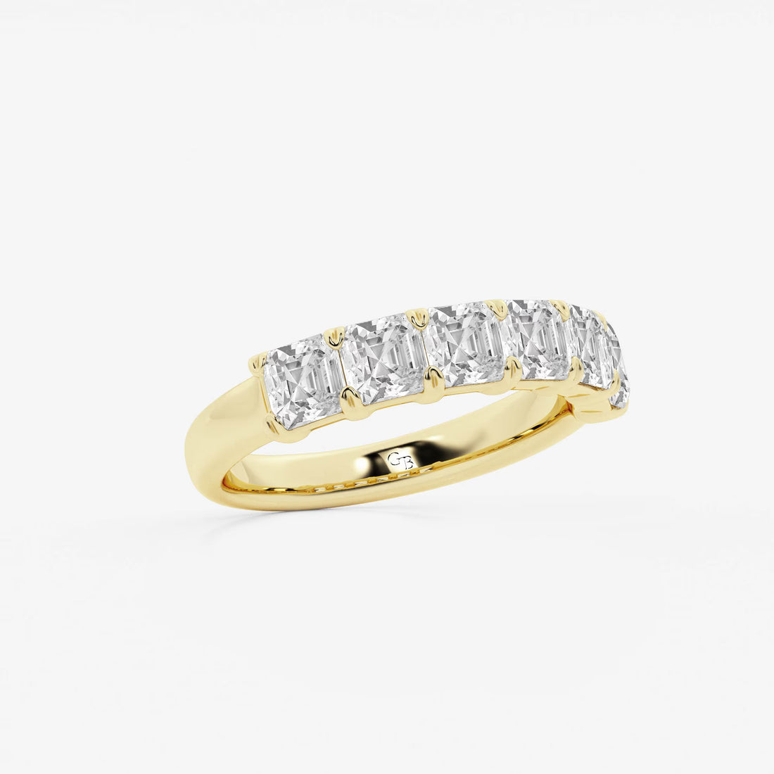 Elegant Asscher Cut Lab Grown Diamond Six Stone Anniversary Band in Solid Gold