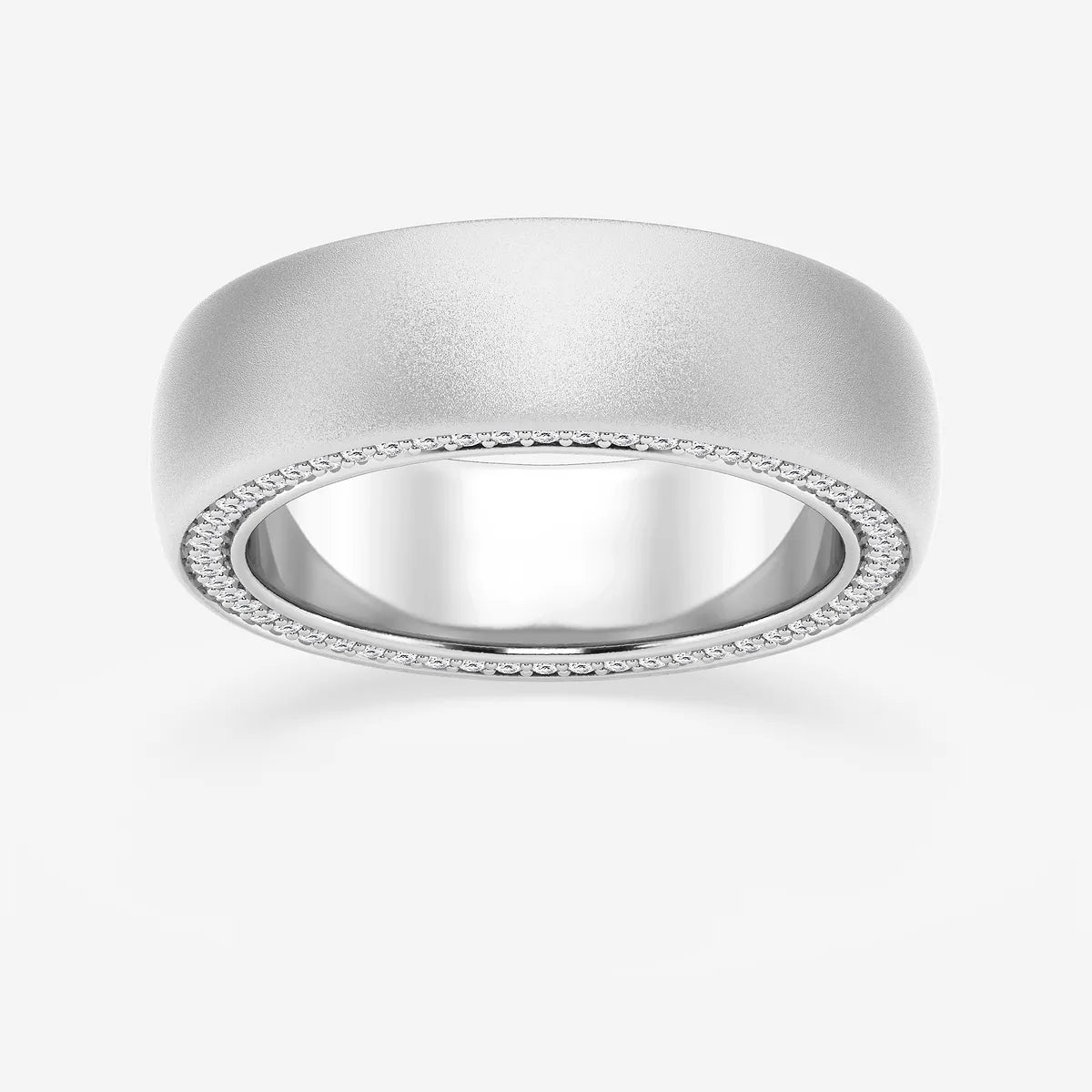 Aurelia Round Lab-Grown Diamond 4mm Domed Sandblast Eternity Band