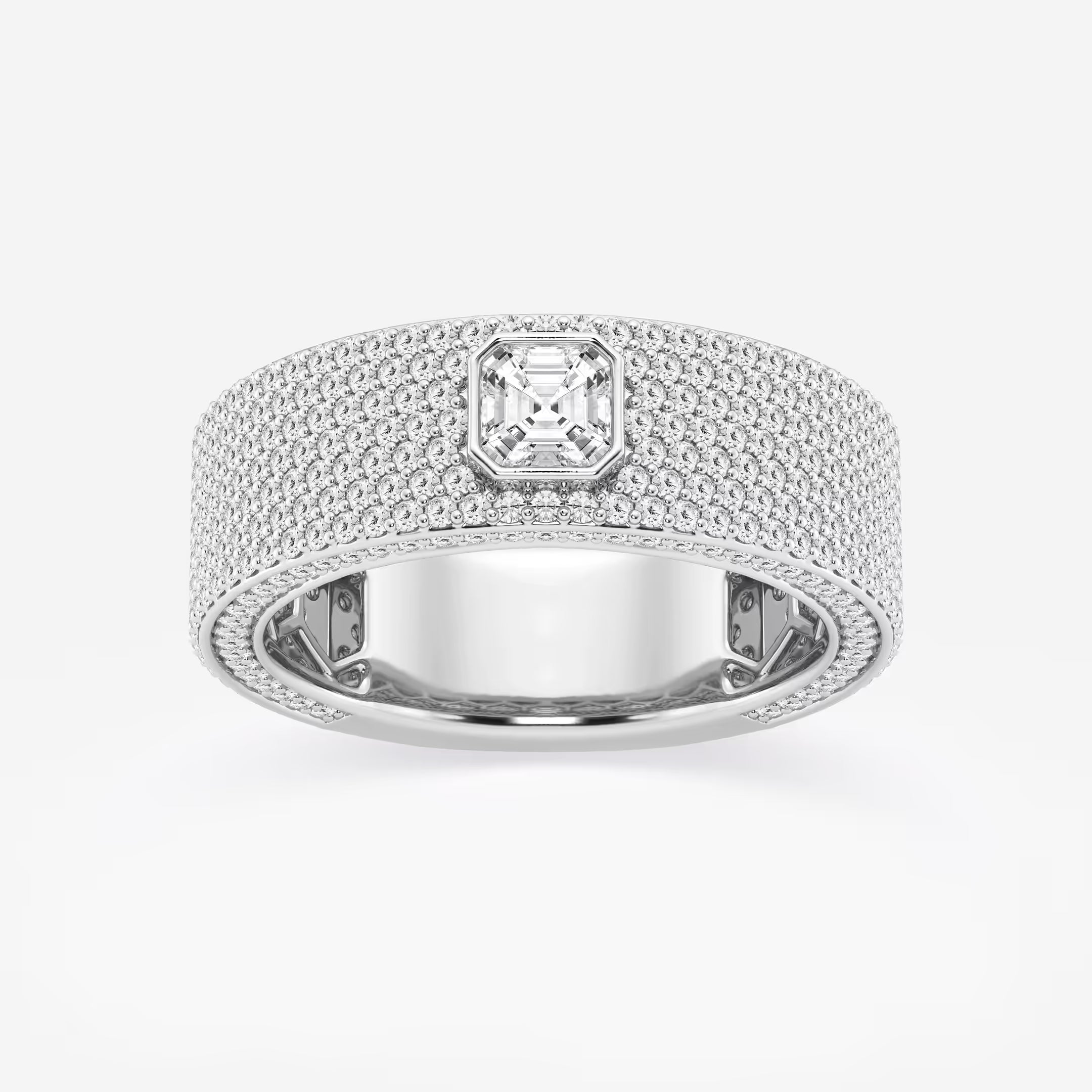 Bold Men's Asscher & Round Lab Grown Diamond Three-Sided Wedding Band