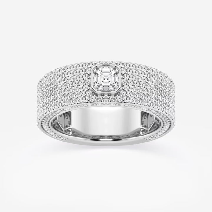 Bold Men's Asscher & Round Lab Grown Diamond Three-Sided Wedding Band
