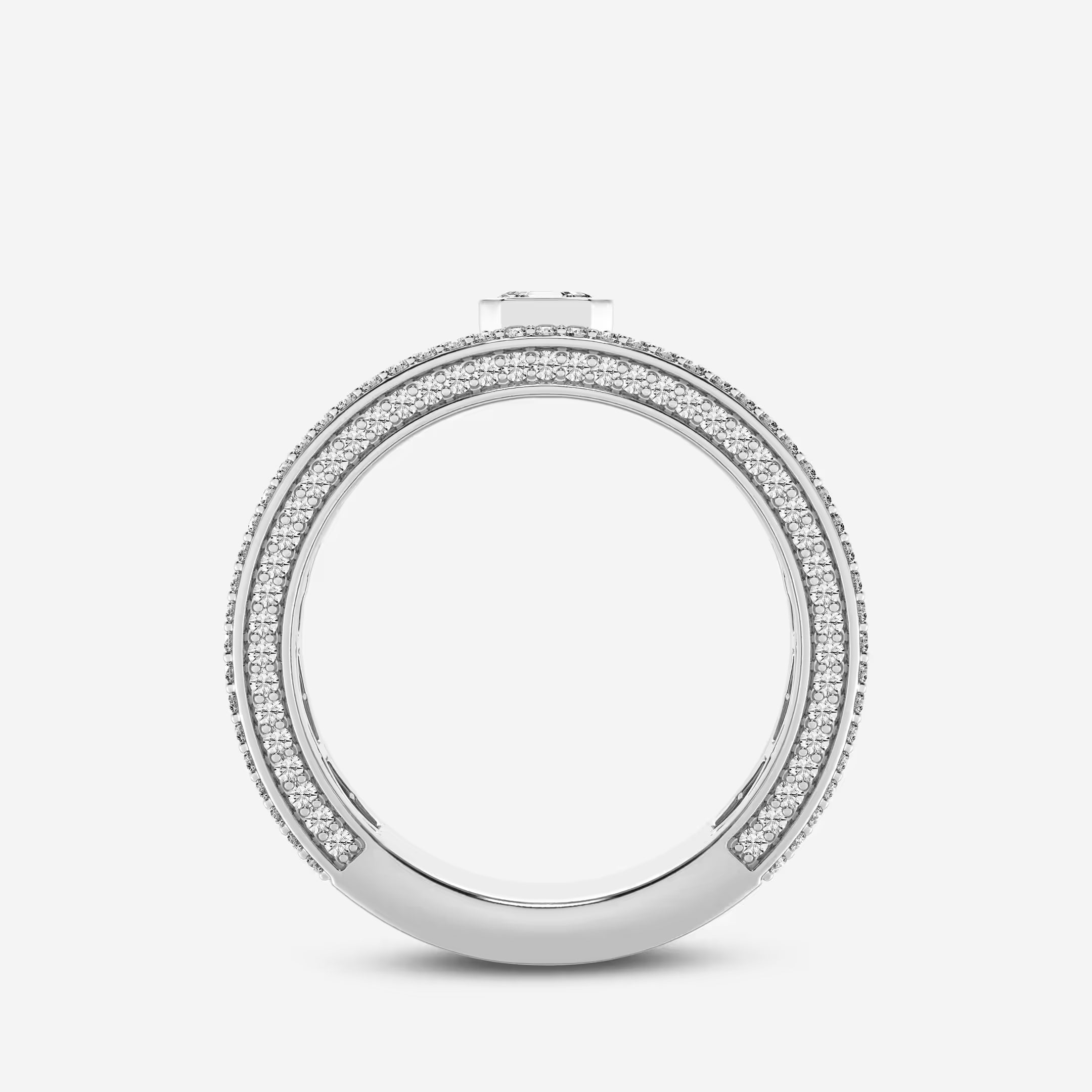 Bold Men's Asscher & Round Lab Grown Diamond Three-Sided Wedding Band