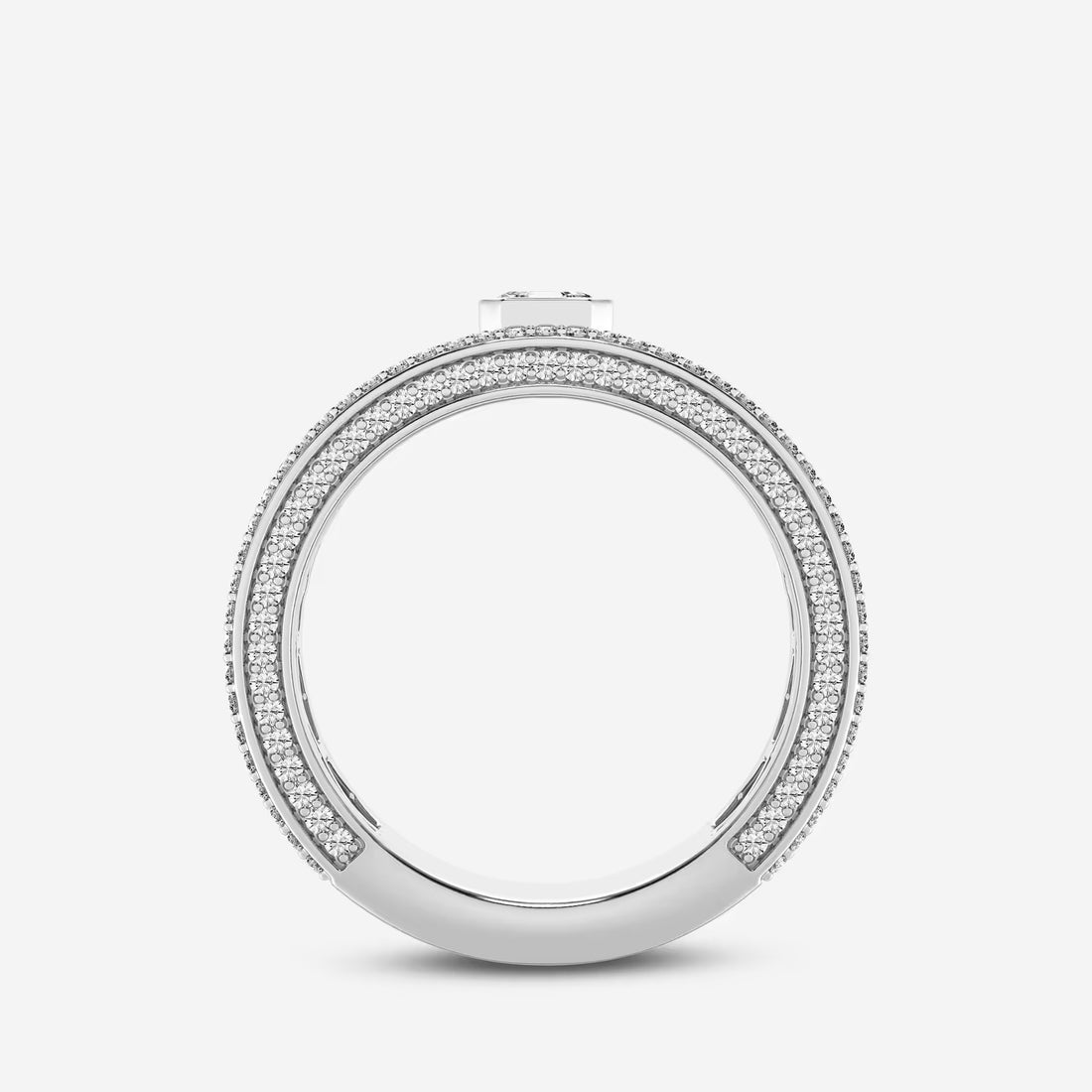 Bold Men's Asscher & Round Lab Grown Diamond Three-Sided Wedding Band