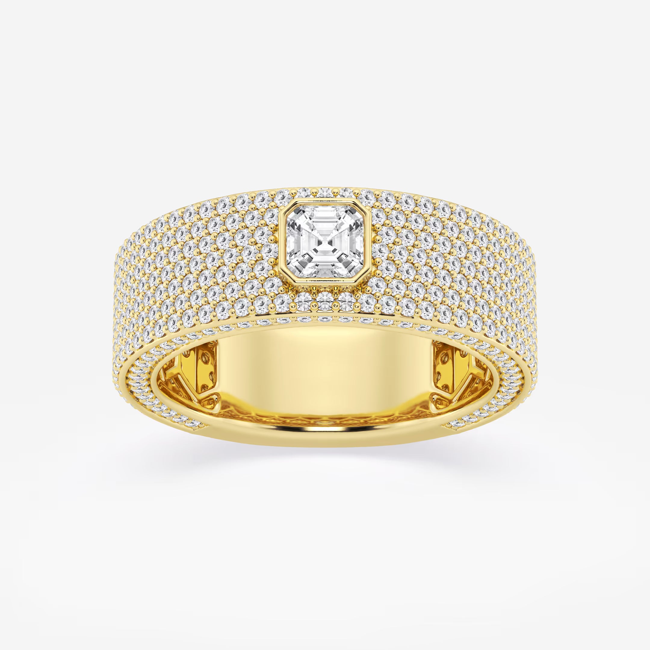 Bold Men's Asscher & Round Lab Grown Diamond Three-Sided Wedding Band