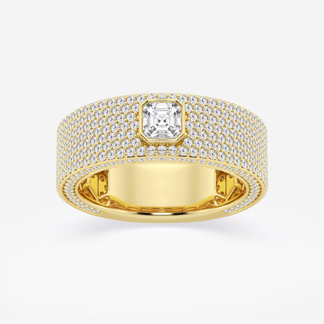Bold Men's Asscher & Round Lab Grown Diamond Three-Sided Wedding Band
