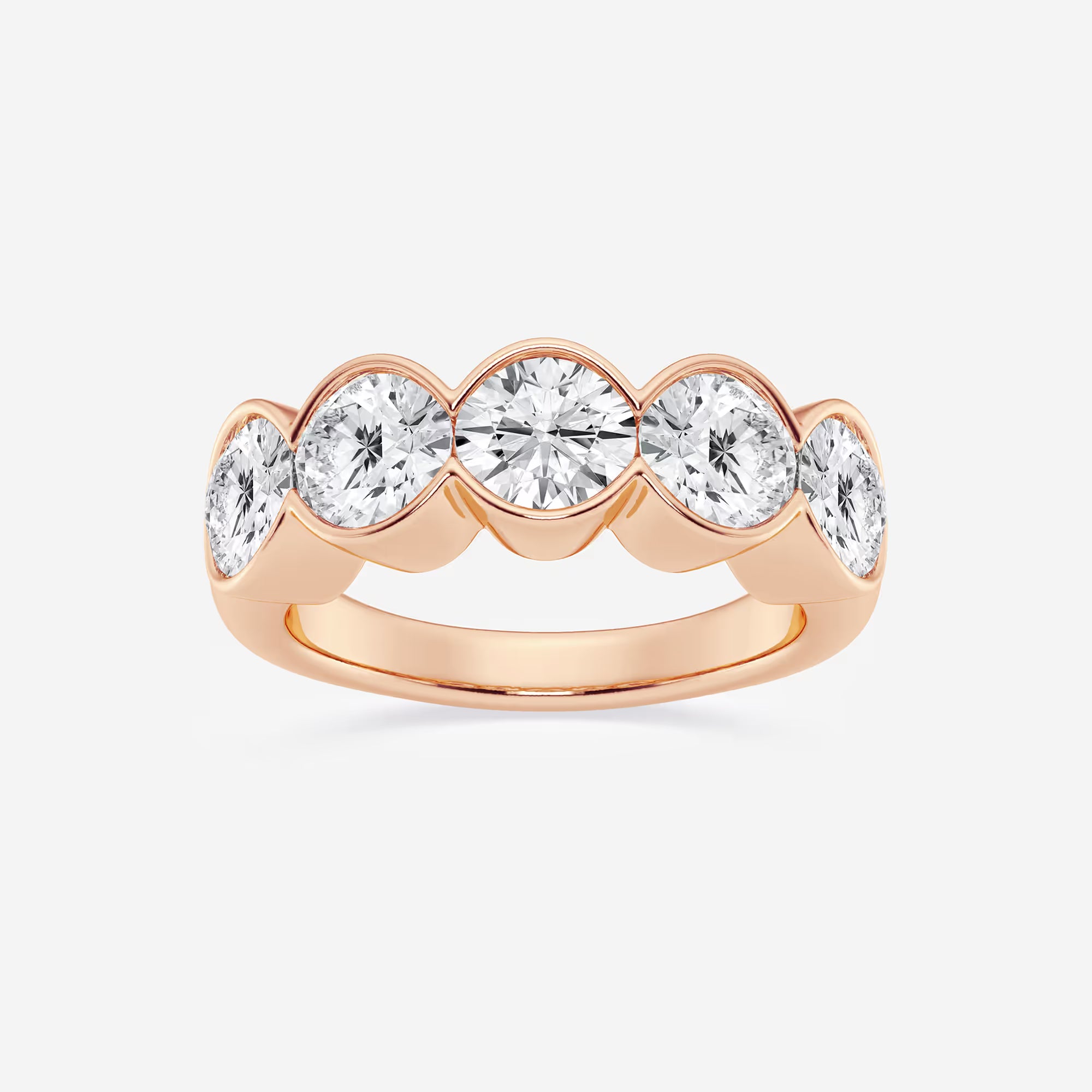 Bezelia Round Lab-Grown Diamond Half Bezel Anniversary Band