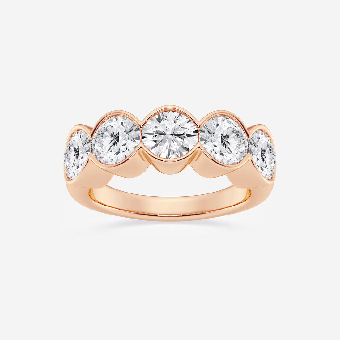 Bezelia Round Lab-Grown Diamond Half Bezel Anniversary Band