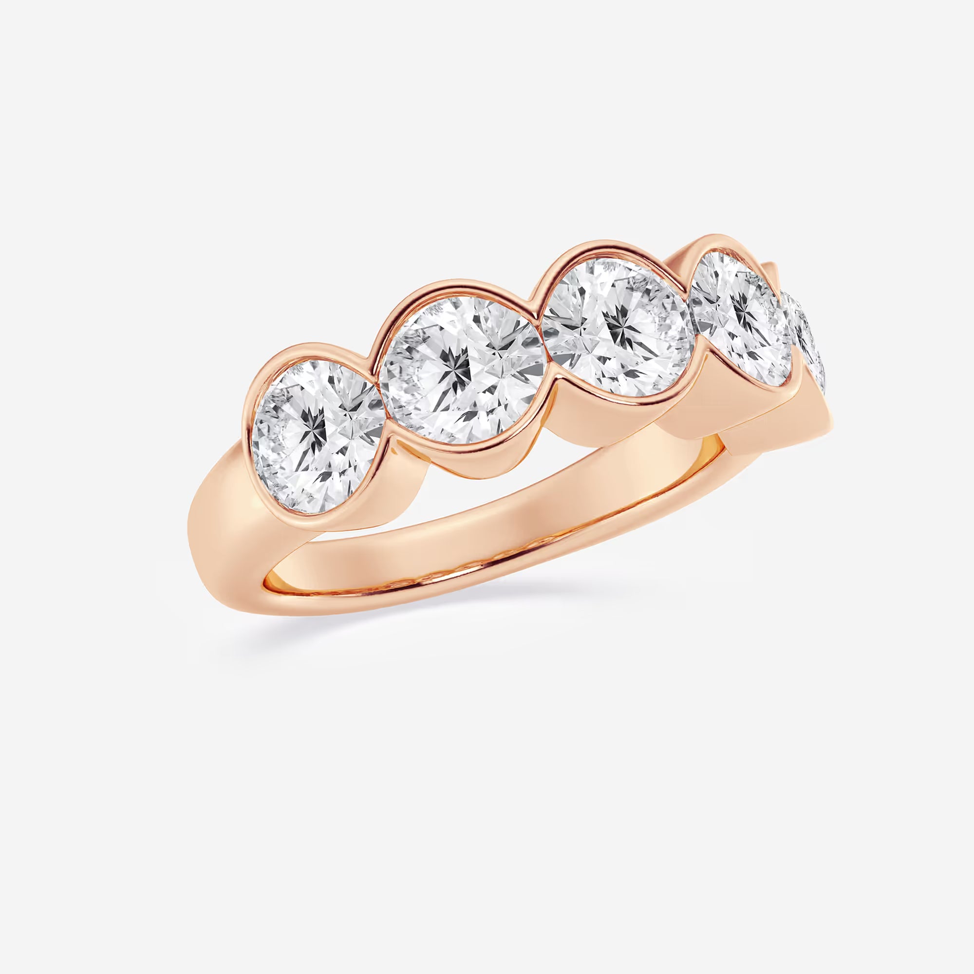 Bezelia Round Lab-Grown Diamond Half Bezel Anniversary Band