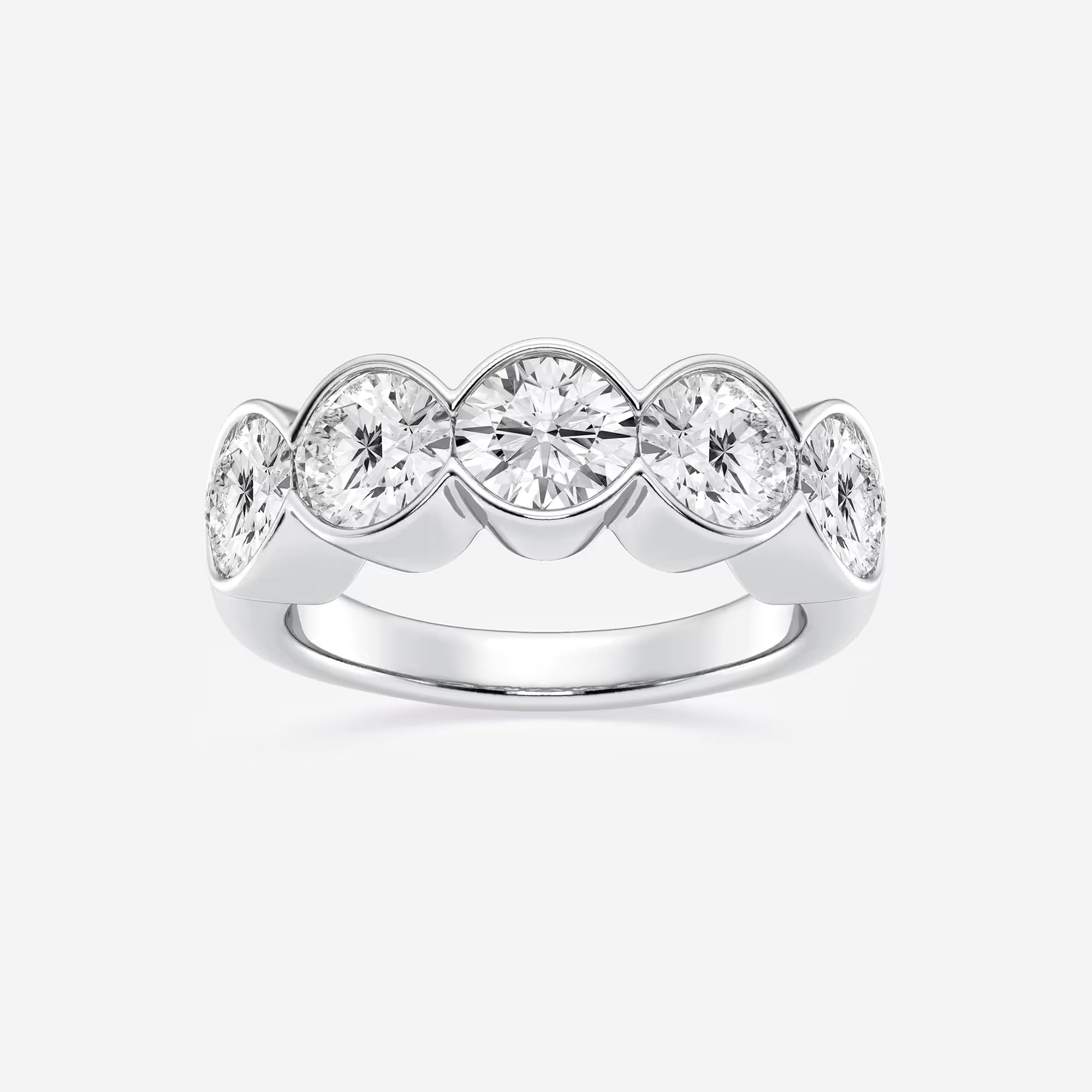 Bezelia Round Lab-Grown Diamond Half Bezel Anniversary Band