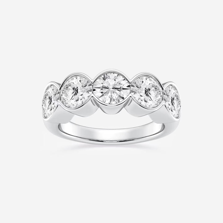 Bezelia Round Lab-Grown Diamond Half Bezel Anniversary Band