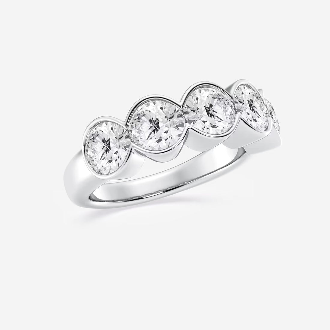 Bezelia Round Lab-Grown Diamond Half Bezel Anniversary Band