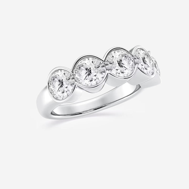 Bezelia Round Lab-Grown Diamond Half Bezel Anniversary Band