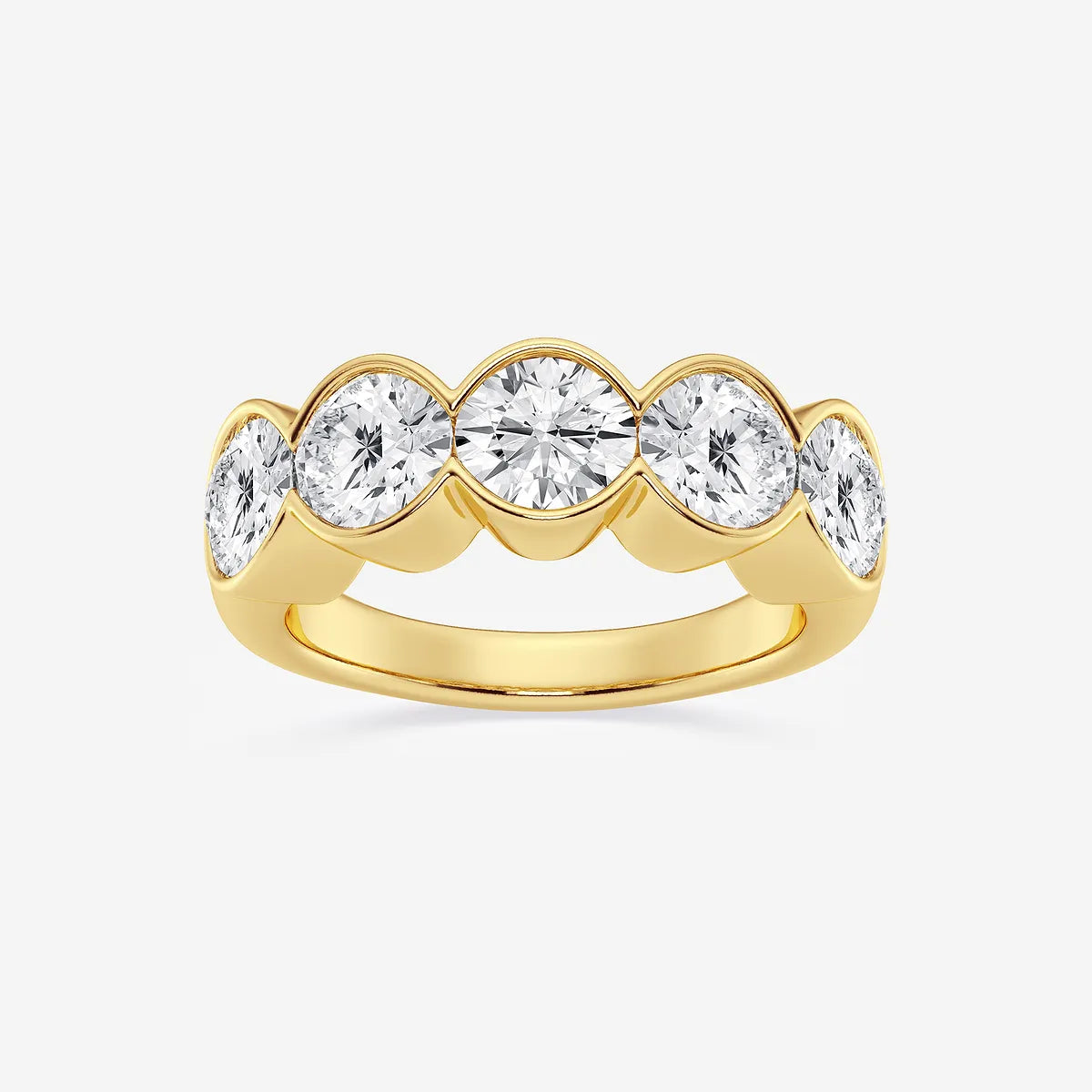 Bezelia Round Lab-Grown Diamond Half Bezel Anniversary Band