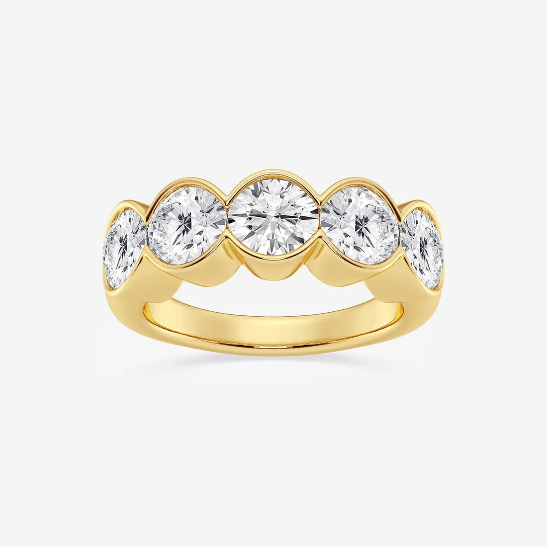 Bezelia Round Lab-Grown Diamond Half Bezel Anniversary Band