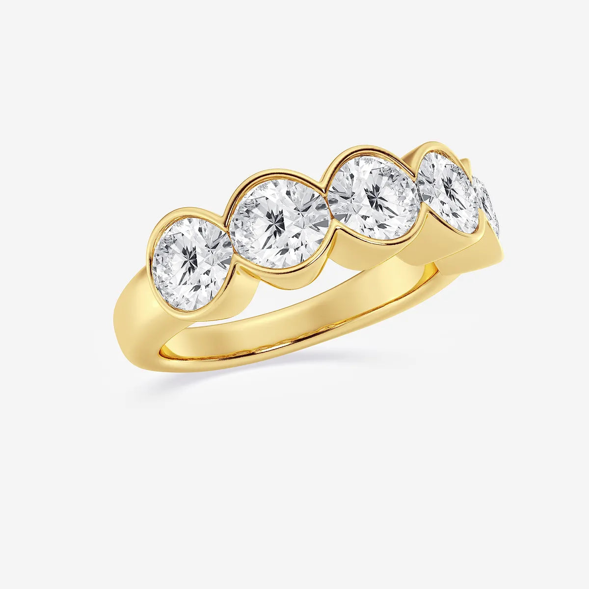 Bezelia Round Lab-Grown Diamond Half Bezel Anniversary Band