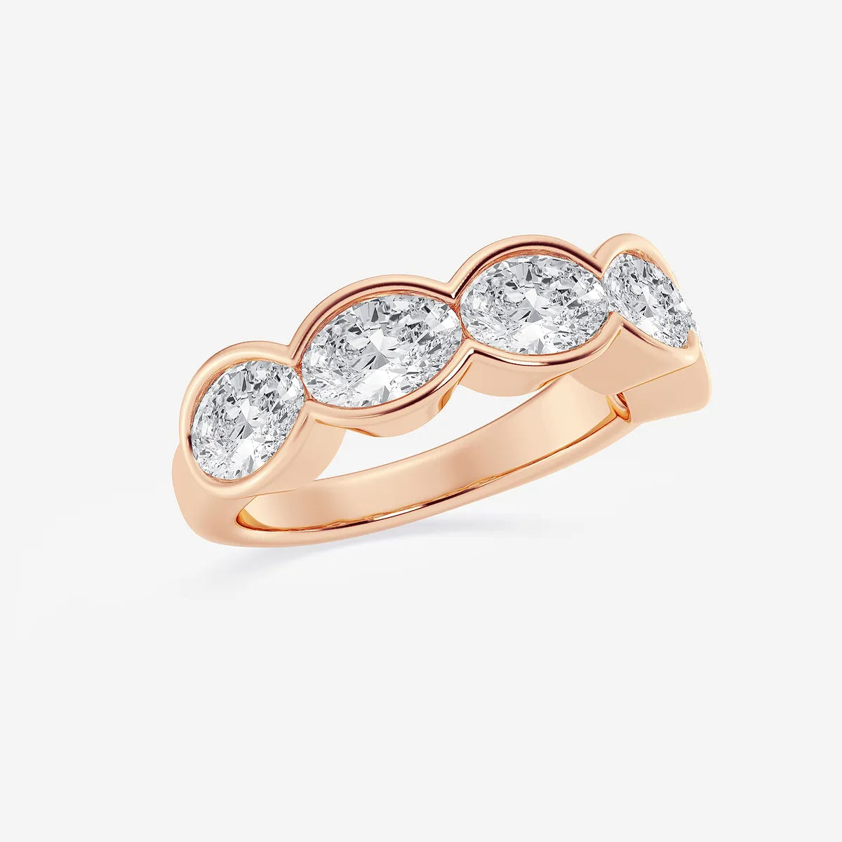 Velora Oval Lab-Grown Diamond Half Bezel Five-Stone Anniversary Band