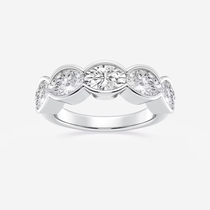 Velora Oval Lab-Grown Diamond Half Bezel Five-Stone Anniversary Band