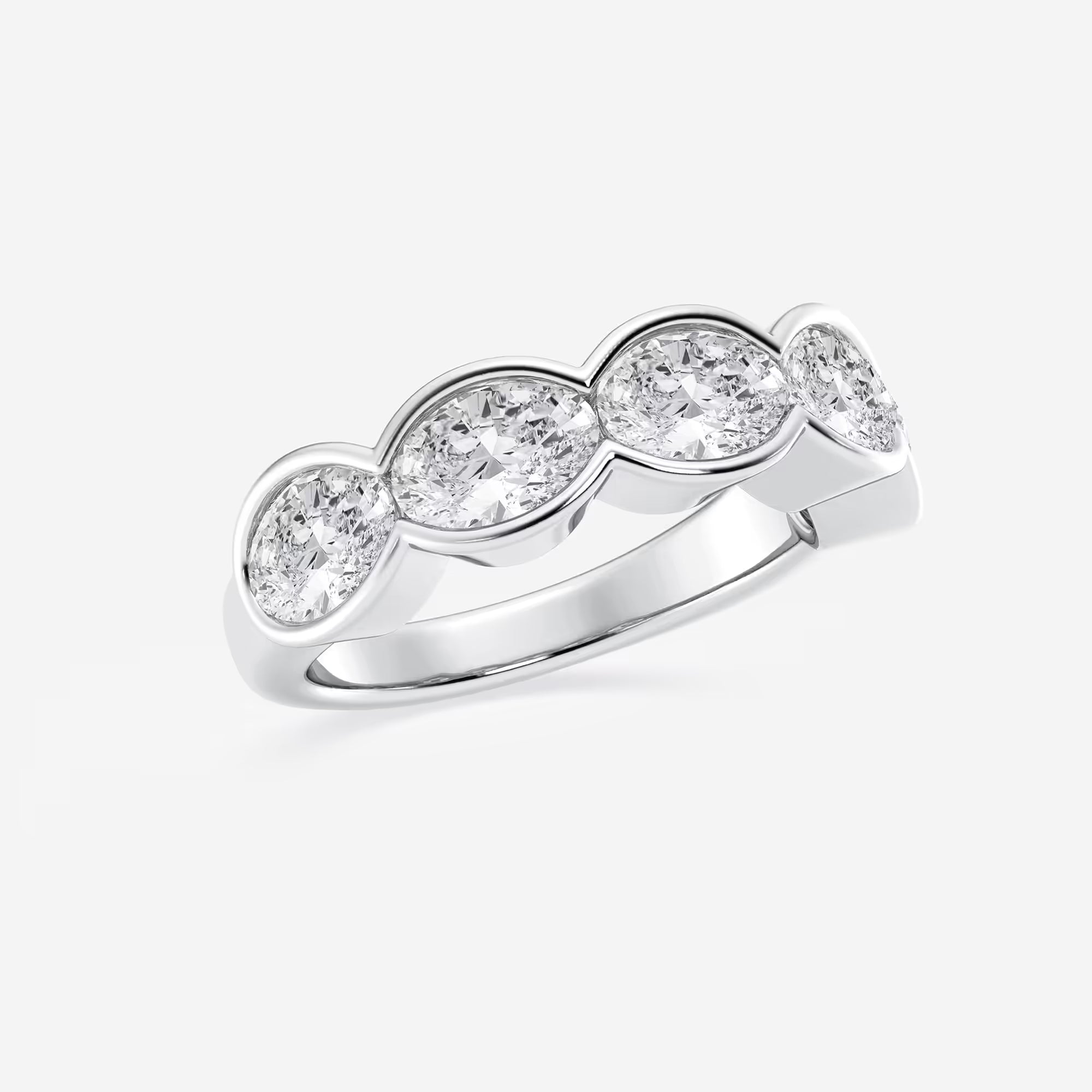 Velora Oval Lab-Grown Diamond Half Bezel Five-Stone Anniversary Band