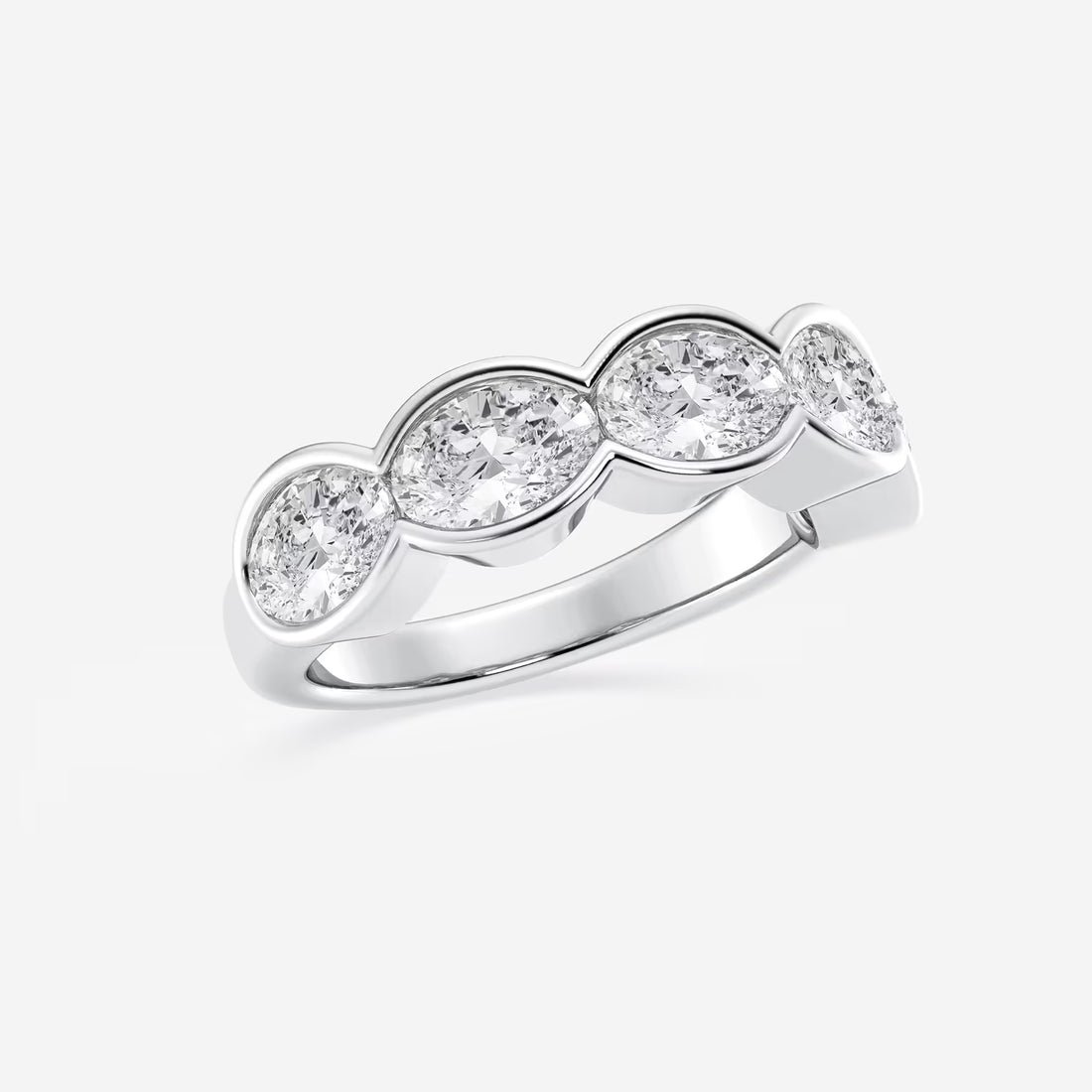 Velora Oval Lab-Grown Diamond Half Bezel Five-Stone Anniversary Band