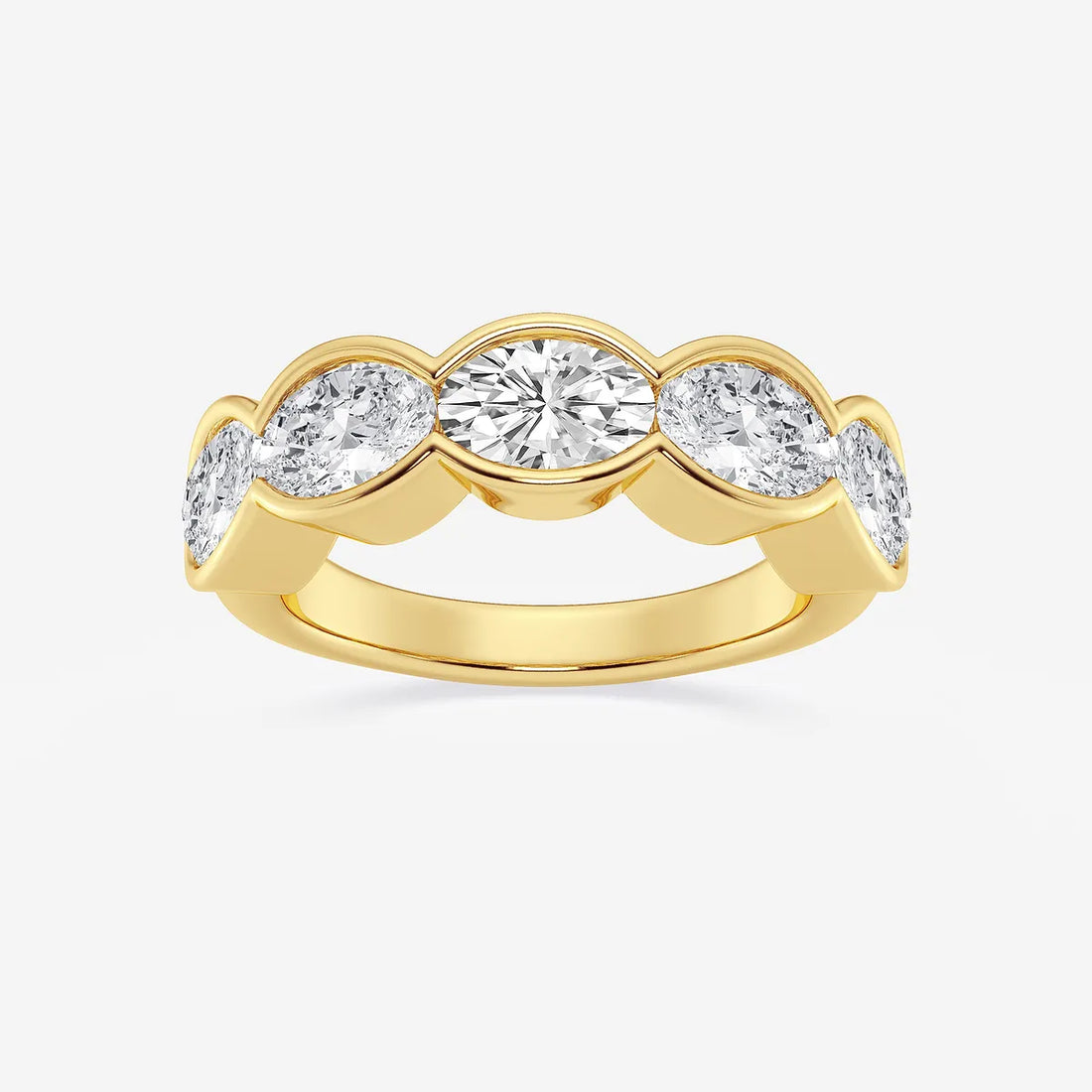 Velora Oval Lab-Grown Diamond Half Bezel Five-Stone Anniversary Band