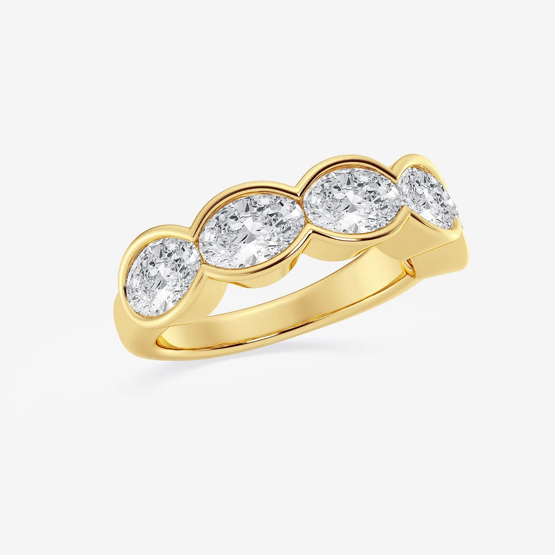 Velora Oval Lab-Grown Diamond Half Bezel Five-Stone Anniversary Band