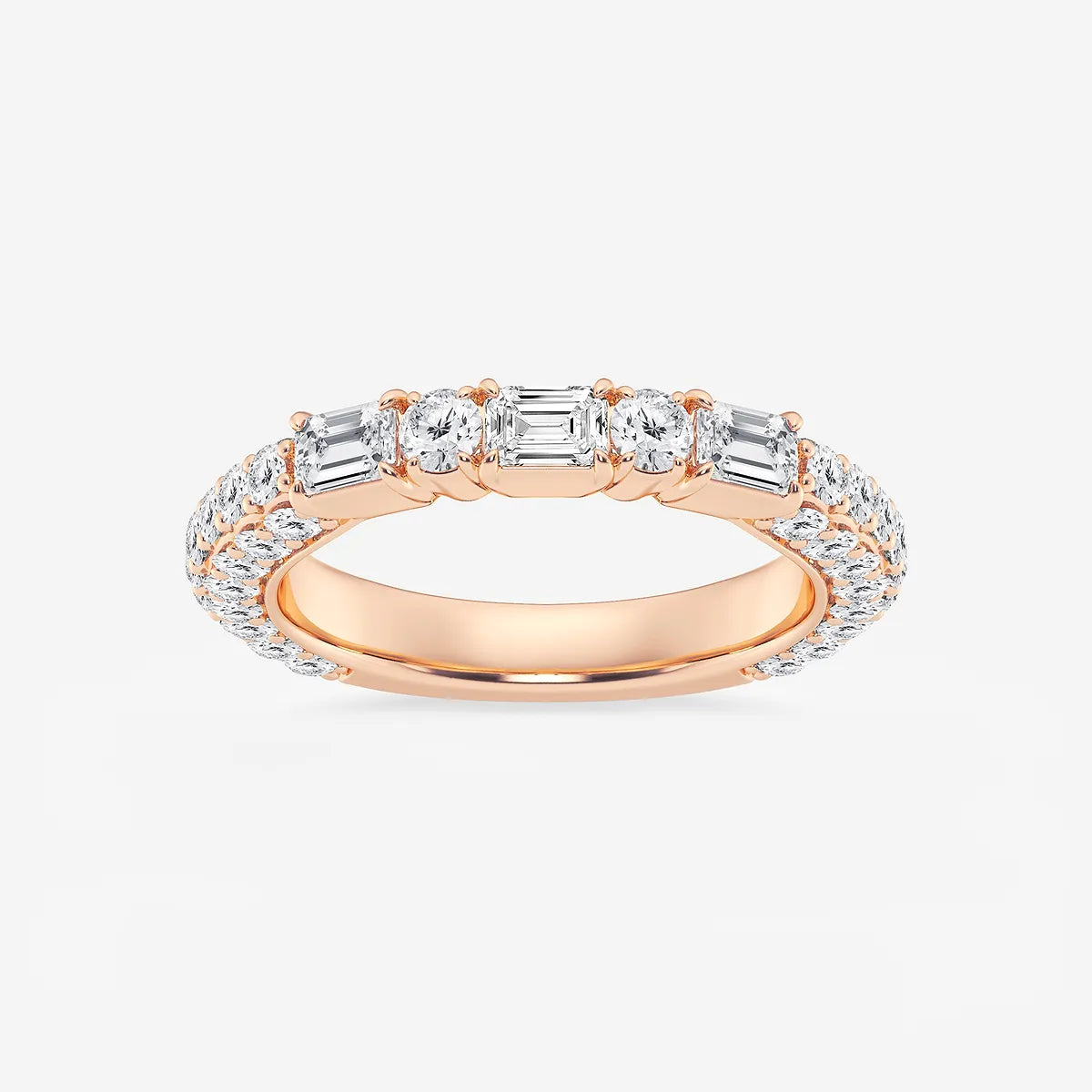 Rovelle Emerald & Round Lab-Grown Diamond Rollover Band