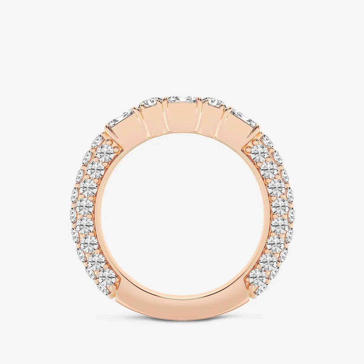 Rovelle Emerald & Round Lab-Grown Diamond Rollover Band
